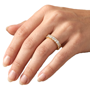 IGI Certified DEF Color VS VVS Clarity New Arrival Stainless Steel 18K Solid Gold Princess & Baguette Lab Created Diamond Ring - Product Image 5