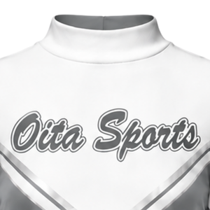 Ensemble uniforme de cheerleading gris et blanc sublimé à manches longues avec jupe plissée – Tenue de sport d'équipe pour entraînement et performance – Personnalisable - Product Image 4