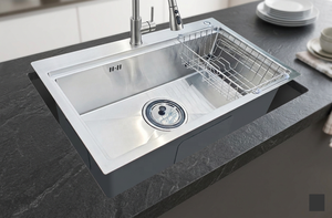 Évier de cuisine en acier inoxydable 304 à cuve unique, design moderne, avec coussin insonorisant et anti-condensation, taille personnalisée, directement de l'usine - Product Image 4