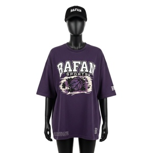 Camiseta Extra Grande para Mujer, Algodón Jersey Grueso GSM, Transpirable, Impresión en Serigrafía Morada, Logotipo Personalizado, Camisetas Extra Grandes de Algodón para Mujer - Product Image 1