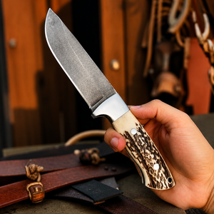 Couteau Skinner artisanal de 9 pouces |   Manche en corne personnalisé et lame fixe haute performance |   Équipement EDC de collection haut de gamme OEM/ODM - Product Image 4