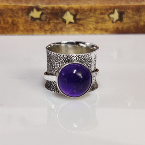 Amethyst Spinner <b>Ring</b> Handmade Fidget Purple Amethyst <b>Sterling</b> <b>Silver</b> <b>Ring</b> <b>Anxiety</b> Relief Jewelry Boho Gift - Product Image 2