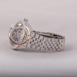 Montre de luxe pour homme en moissanite VVS, entièrement sertie de diamants, bracelet en acier inoxydable - Product Image 3