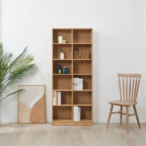 12-Grid <b>Solid</b>-Core Adjustable Living Room Furniture Storage <b>Wooden</b> <b>Bookcase</b> - Product Image 2