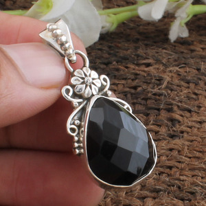 Natural Black <b>Onyx</b> Pendant 925 Sterling Silver Square Signet <b>Necklace</b> <b>Onyx</b> Charm Jewelry Manufacturer Custom - Product Image 3