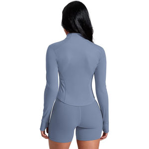 Yoga Fit Jacket <b>Women</b> Nylon Stretchy Athletic Wear Breathable Lightweight Zip Up Outer Layer - Product Image 5