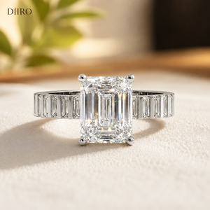 14k White <b>Gold</b> Plated Engagement <b>Ring</b> Elegant Moissanite Proposal Women's <b>Ring</b> Emerald Shape Diamond Wedding <b>Ring</b> - Product Image 1