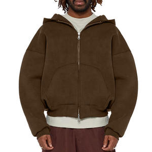 Sudaderas con Capucha de Diseño Personalizado para Hombre, 100% Algodón, 450GSM, Talla Grande, Doble Capucha con Cremallera, Estilo Hombros Caídos, Sudaderas Cortas para Hombre - Product Image 5