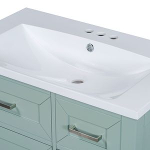 Mueble de Baño con Lavabo Integrado de 30 Pulgadas, Estructura Sólida de MDF, Color Verde, con Cajones (SKU Antiguo N725S999222F) - Product Image 6