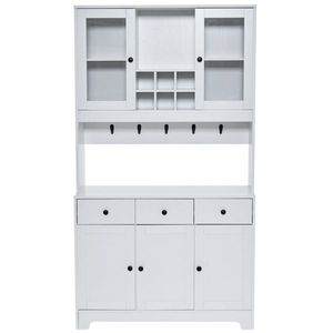Simple White 100x40x180cm <b>Sideboard</b> with Drawers and Wine Shelf Triamine Veneer Acrylic Door Particleboard-for Home or Office - Product Image 5