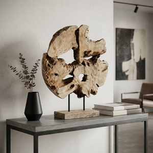 Moon Stand Handcrafted <b>Wooden</b> Disc Sculpture <b>Rustic</b> Organic Tabletop Decorative Artwork Metal Stand Home Decor Display Accent - Product Image 5