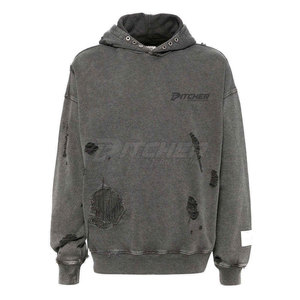 Premium Durable Distressed <b>Hoodie</b> For Men Trendy Streetwear Pullover With Modern Design - Product Image 5