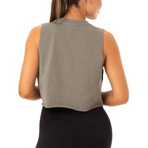 Débardeur court côtelé sans manches surdimensionné de qualité supérieure personnalisé 2026 en 100 % coton pour femme - Product Image 2