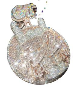 Colliers pendentifs de mode en argent sterling 925 bicolore, avec lettre personnalisée, entièrement sertis de diamants, moissanite VVS, plaqué or massif 18 carats - Product Image 1