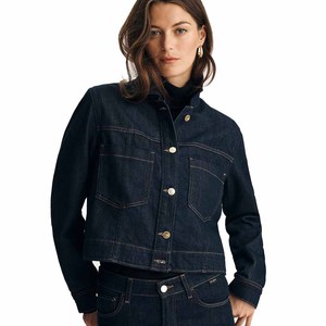 Women Denim Trucker Jacket Full Sleeve Turn-down Collar Solid <b>Black</b> <b>Button</b> Closure Autumn Wear - Product Image 5