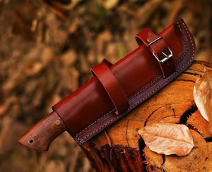 Couteau de chasse en acier carbone haut de gamme, performance ultime pour les chasseurs, manche en bois de cerf, avec étui. - Product Image 6