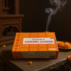 Goloka Nagchampa Agarbathi 16g X 12 Scatole Bastoncini d'Incenso Religiosi Prodotti in India - Product Image 3