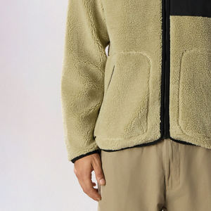 OEM Customize Logo <b>Thick</b> Full Zipper Outdoor <b>Fleece</b> <b>Jackets</b> 100% <b>Fleece</b> Fabric Two Tone Color Oversize Sherpa Overcoat for Men - Product Image 6