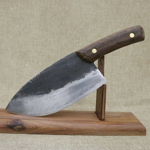 Couteau à viande forgé à la main en acier Damas, style Viking, éco-responsable, à lame pleine, hachoir de boucher ambidextre - Product Image 6