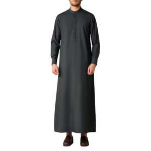 Modest Islamic Prayer Wear Solid Color All Seasons Middle East Style <b>Thobe</b> Floor Length - Product Image 1