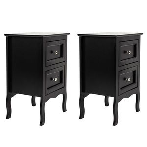 2pcs Black Country Style Large Size Two-Tier Nightstands Same Model As 46330063 - Product Image 2