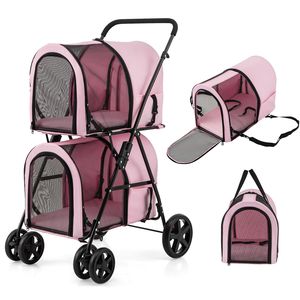 Passeggino Doppio 4-in-1 per Animali Domestici con Trasportino Rimovibile e Carrozzina da Viaggio - Product Image 4