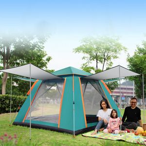 Tenda da Campeggio Pieghevole Impermeabile per 4-5 Persone con 2 Zanzariere e Borsa per il Trasporto, Ideale per Escursioni e Avventure - Product Image 1