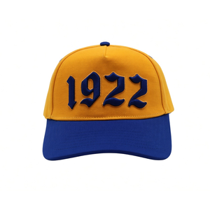 หมวกเบสบอลปักลายสีทองรอยัลบลู 1922 ปีกโค้งสองสี ปรับขนาดได้ด้วยตัวล็อคแบบสแนปแบ็ค หมวกกีฬาลำลองสำหรับผู้หญิง สวมใส่กลางแจ้ง - Product Image 2