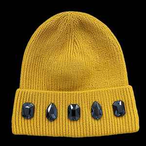 custom High Quality Winter Beanie <b>Hat</b> with Square Rhinestone OEM ODM Popular Winter <b>Hat</b> Beanies with Custom logo Beanies - Product Image 1