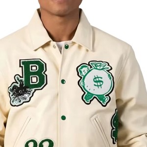 Chaqueta de Cuero Genuino de Lujo con Bordado Personalizado, Ropa Exterior de Motociclista a la Moda, Servicio de Muestras de Fábrica OEM ODM - Product Image 1