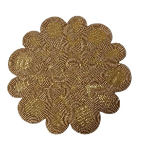 Himmering nâu đính cườm nơi Mat triển lãm bảng Runner vàng sang trọng nơi thảm thủ công mỹ nghệ nhà sản xuất thêu ăn uống - Product Image 1