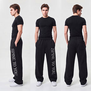 <b>Men</b> Wide Leg Sweatpants Rhinestone Printed Cotton Fleece <b>Trouser</b> <b>Men</b> Street Style <b>Winter</b> Wear <b>Trouser</b> <b>Men</b> Baggy Sweatpants - Product Image 5