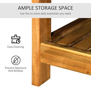 Tavolo Buffet da Esterno in Legno di Acacia con 2 Ripiani, Finitura in Teak Naturale, Organizzatore per Stoccaggio - Product Image 6