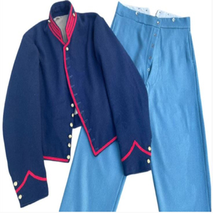 Men's Eco-Friendly <b>Waterproof</b> Wool/Polyester Mandarin Collar <b>Jacket</b> <b>Red</b> Trim Front Logo Blue Trousers Formal Winter <b>Jackets</b> - Product Image 4