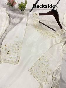 <b>Beads</b> With Sequence Embroidery Worked Top, Farsi Salwaar With Dupatta <b>Set</b> - Product Image 6