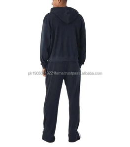 Survêtements d'hiver personnalisés en denim délavé, fermeture éclair, 120 GSM, pantalon de jogging à jambe droite, ensemble de survêtement délavé, sweats à capuche et pantalons de survêtement - Product Image 5