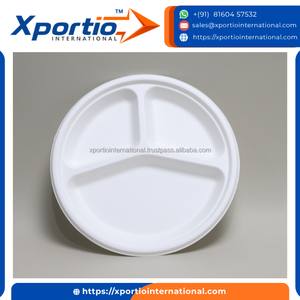 Best Quality Bagasse Compartment <b>Plate</b> 9 Inch <b>Disposable</b> Eco-Friendly Microwave Safe Food Serving Takeaway Bulk Packaging Food - Product Image 4