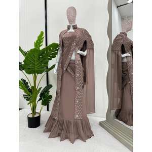 Sari Lehenga Marrón Listo para Usar de RTC Designer para Fiestas, Hecho de Poliéster para India y Pakistán - Product Image 4