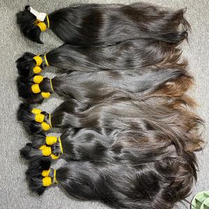 Extensions de cheveux humains donneur unique naturel brut vietnamien droit en gros en vrac machine à tresser les cheveux humains double trame - Product Image 1