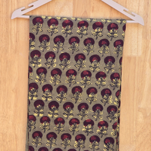Small Floral Ajrakh Hand Block Printed Cotton Fabric for Dresses Suits Sarongs Scarves Home Decor Crafts Bags Curtains & Covers - Product Image 1