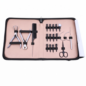 Kit d'outils avancés pour extensions capillaires : Pince à sertir micro-anneaux, Pince à retirer les nano-anneaux, Pince à sceller les bandes, Coupe-fil de fusion, Peigne, Pinces - Product Image 1