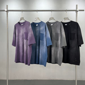 Camisetas de 275g de Algodón 100% de Alto Gramaje para Hombre, Estampado Digital Casual, Estilo Hip Hop, Oversize, Efecto Desgastado por el Sol y Lavado Ácido - Product Image 3