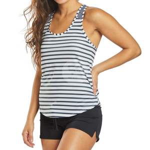 Débardeur rayé pour femme, motif horizontal, sans manches, décontracté, été, en mélange de coton doux, design personnalisé - Product Image 3