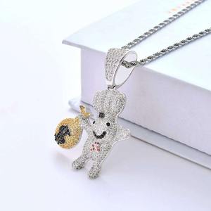 Precioso Colgante de Bolso con Diamantes Iced Out, Colgante de Piedra, Amuletos de Bolsa de Dólares para Hombre, Collar de Cadena, Joyería Hip Hop - Product Image 1