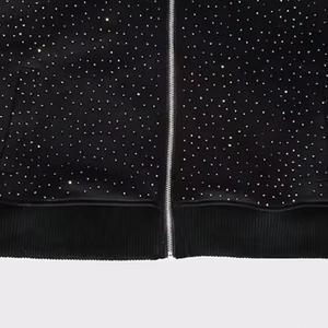 Sudadera con capucha para hombre OEM personalizada con cremallera, de felpa francesa, estilo streetwear, con efecto descolorido por el sol, lavado ácido, de peso pesado y con pedrería - Product Image 3