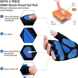 Guantes de Ciclismo sin Dedos, Guantes Deportivos Acolchados con Espuma Antichoque, Protección UV para Bicicletas y Pesca - Product Image 2