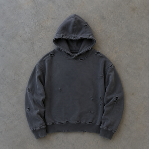 Sweat à capuche noir délavé, style vintage, essentiel streetwear, en molleton, coupe classique, décontracté au quotidien, moderne et urbain - Product Image 1