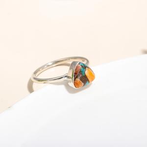 Wholesale Price Boho Chic 925 Silver Triangle Shape Oyster <b>Turquoise</b> <b>Ring</b> Best Seller & Dropship Supplier For Online Shop - Product Image 4