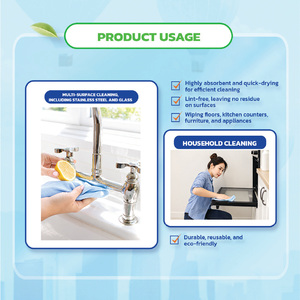Rouleau de lingettes de nettoyage ménager super absorbantes Krclean, style bleu uni, serviettes de cuisine non tissées, réutilisables, multi-usages - Product Image 5