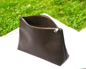 Bolsa de maquillaje de cuero vegano Vintage portátil, organizador de cosméticos de viaje de cuero genuino, bolsa de belleza para mujer, bolsa con cremallera para mujer, bolsa de viaje, - Product Image 3